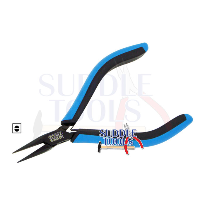 S-203-SF SUPER FINE BLACK SNIPE NOSE PLIERS 115MM WITH MOLD GRIP